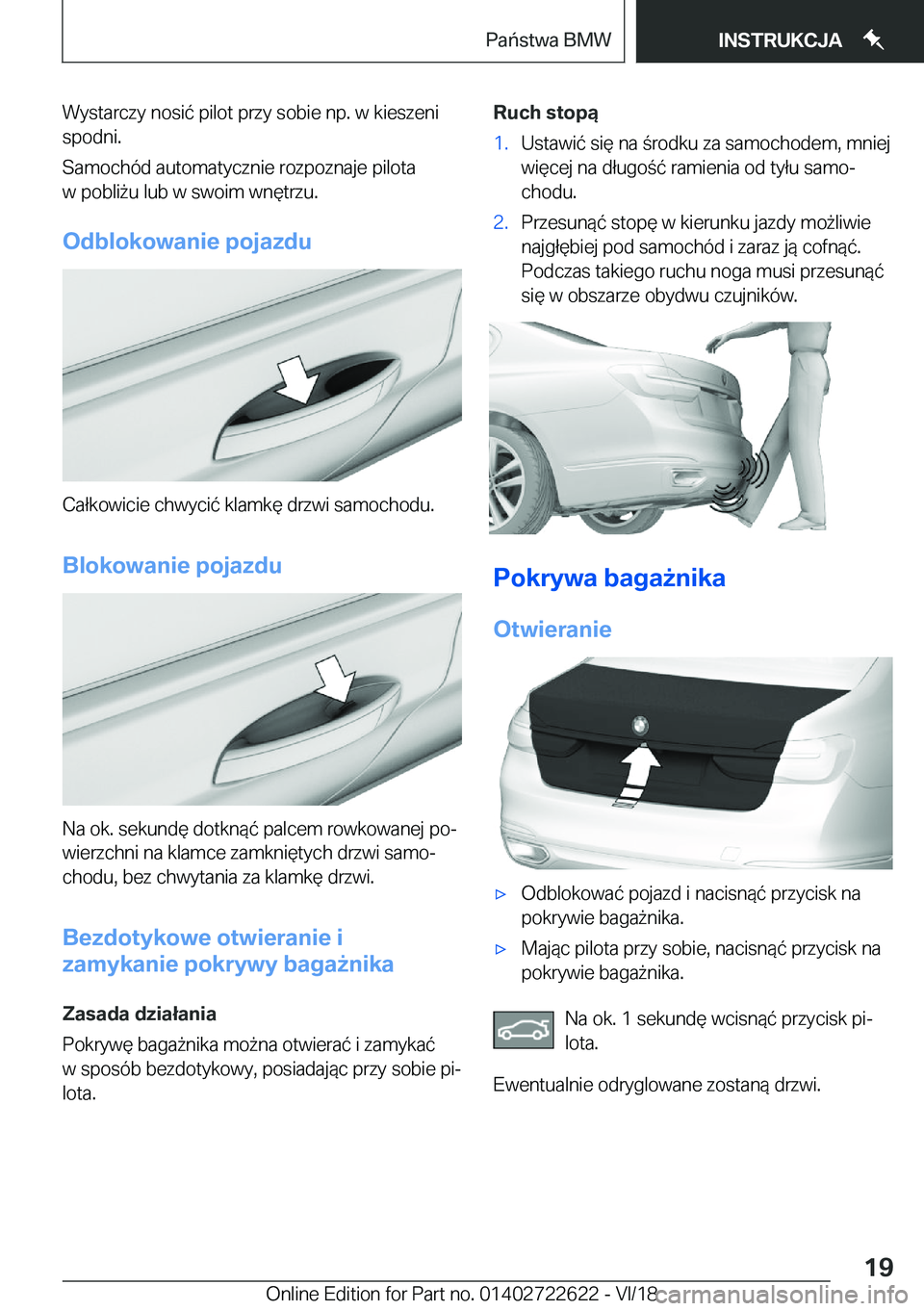 BMW 5 SERIES 2019  Instrukcja obsługi (in Polish) �W�y�s�t�a�r�c�z�y��n�o�s�i�