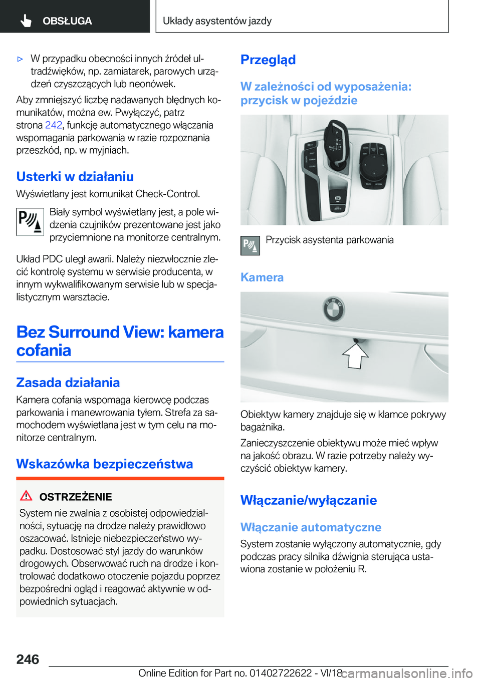 BMW 5 SERIES 2019  Instrukcja obsługi (in Polish) 'x�W��p�r�z�y�p�a�d�k�u��o�b�e�c�n�o�c�i��i�n�n�y�c�h�7�r�
