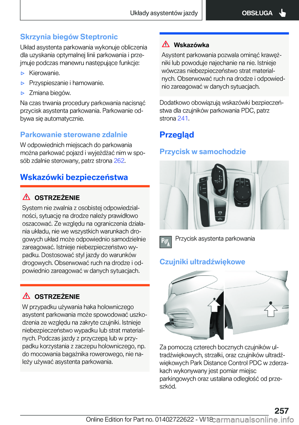 BMW 5 SERIES 2019  Instrukcja obsługi (in Polish) �S�k�r�z�y�n�i�a��b�i�e�g�