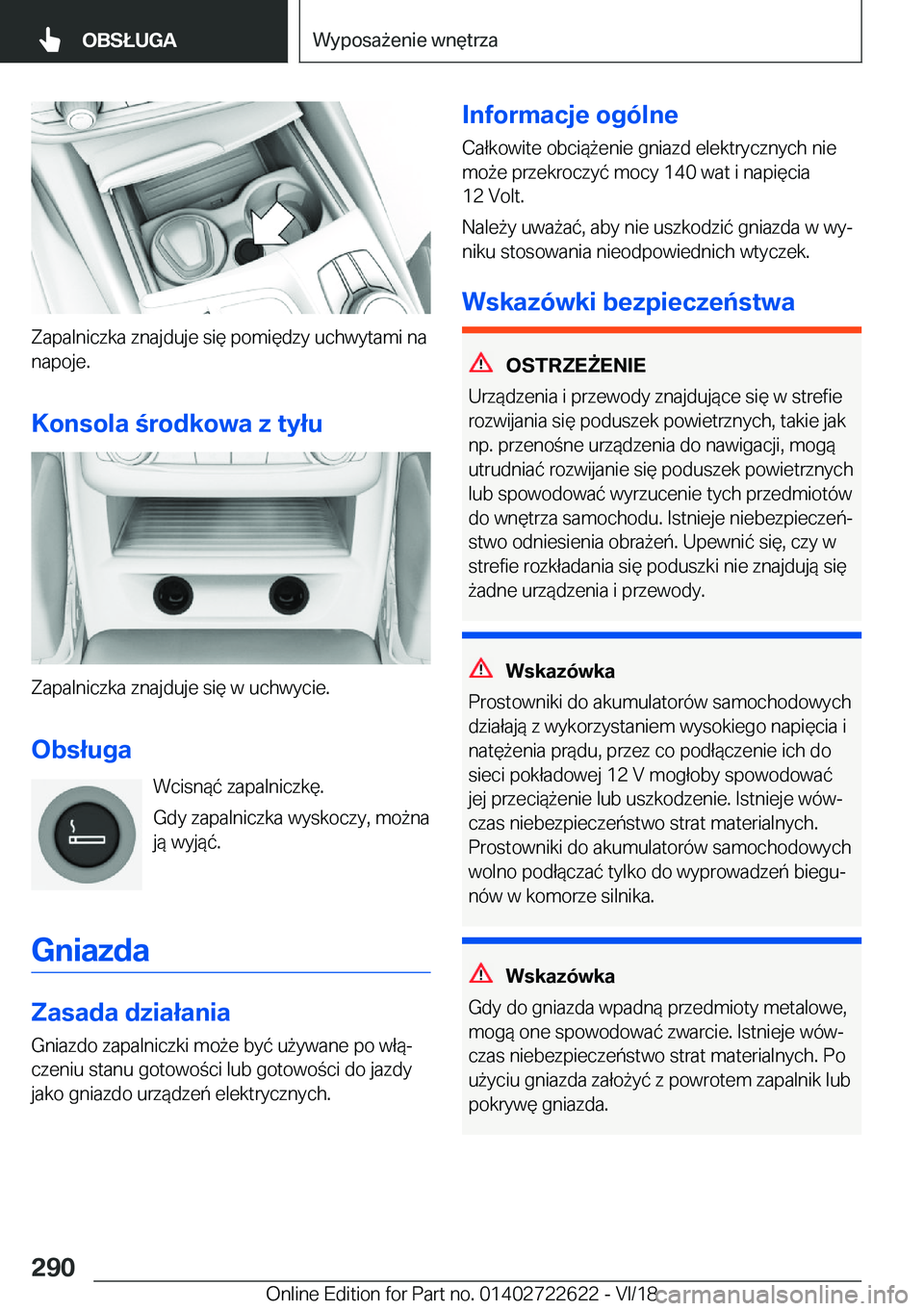 BMW 5 SERIES 2019  Instrukcja obsługi (in Polish) �Z�a�p�a�l�n�i�c�z�k�a��z�n�a�j�d�u�j�e��s�i�