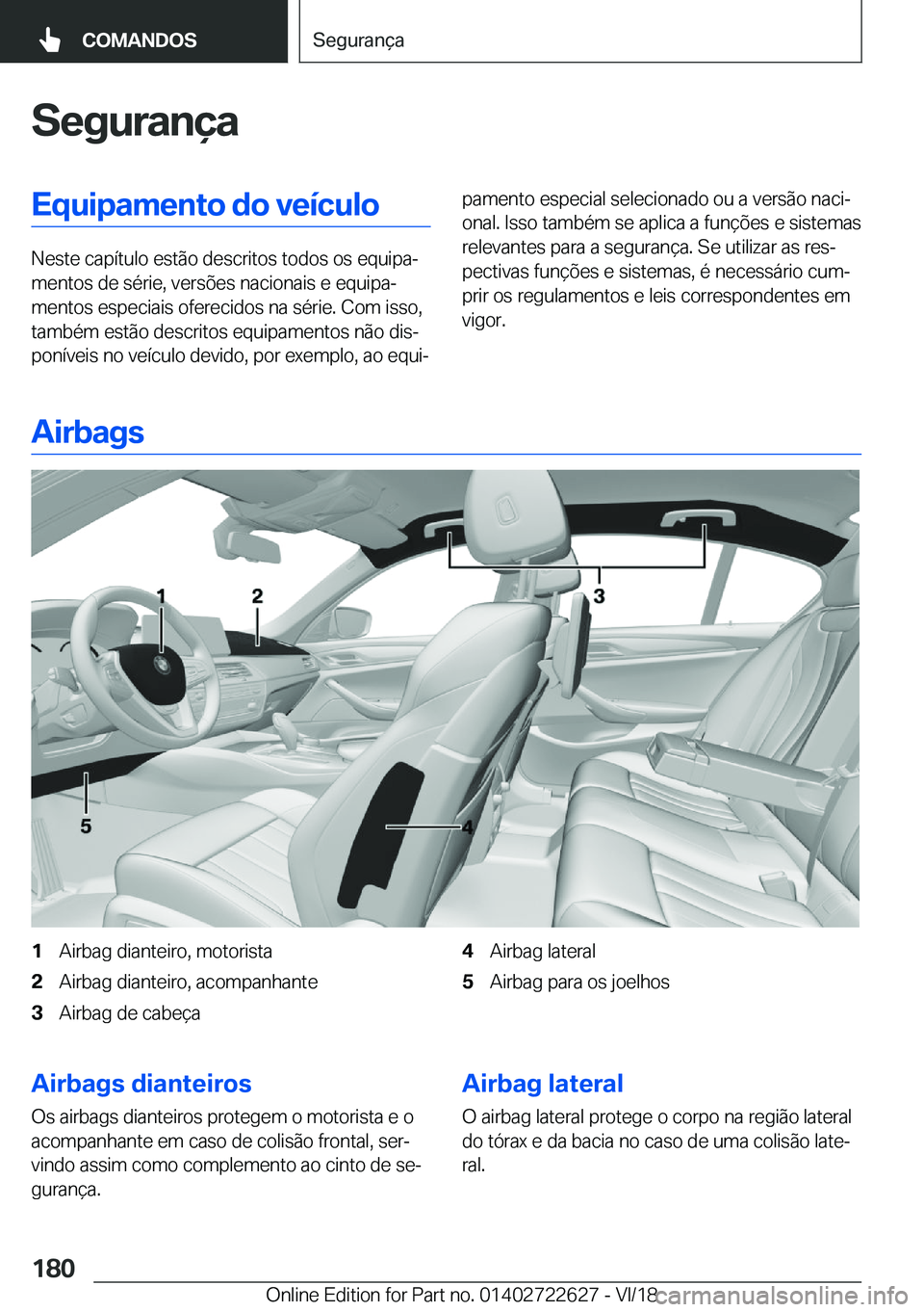 BMW 5 SERIES 2019  Manual do condutor (in Portuguese) �S�e�g�u�r�a�n�