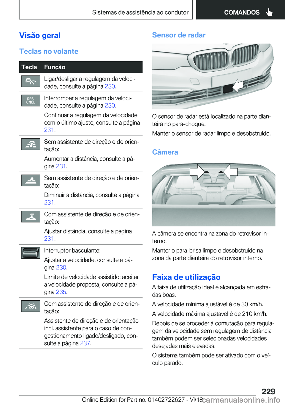 BMW 5 SERIES 2019  Manual do condutor (in Portuguese) �V�i�s�ã�o��g�e�r�a�l
�T�e�c�l�a�s��n�o��v�o�l�a�n�t�e�T�e�c�l�a�F�u�n�
