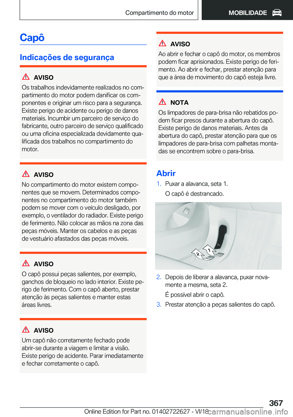 BMW 5 SERIES 2019  Manual do condutor (in Portuguese) �C�a�p�ô
�I�n�d�i�c�a�