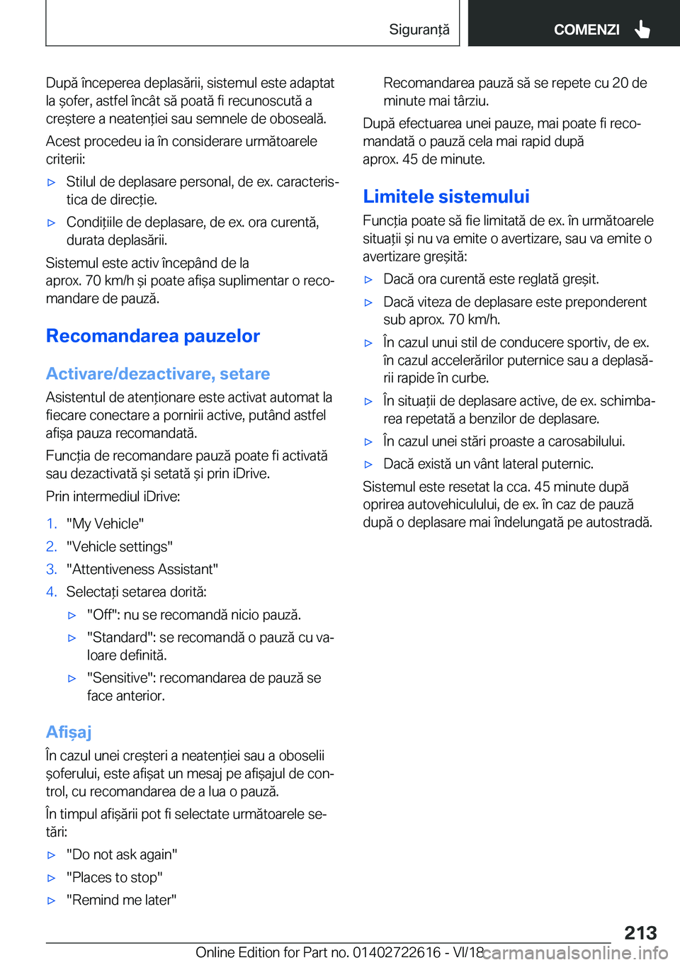 BMW 5 SERIES 2019  Ghiduri De Utilizare (in Romanian) �D�u�p�