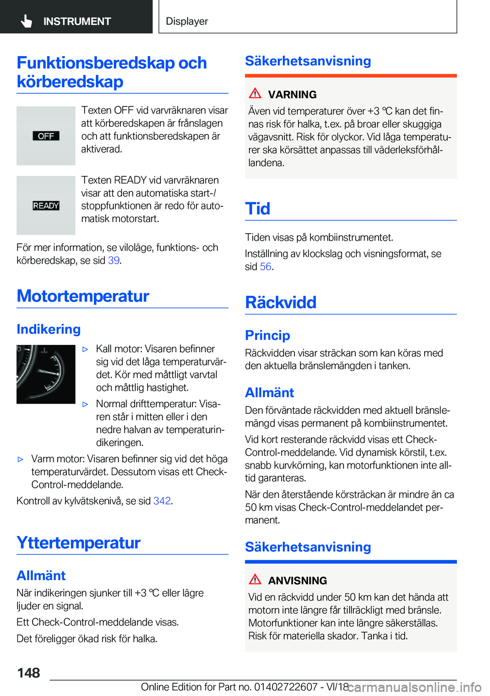BMW 5 SERIES 2019  InstruktionsbÖcker (in Swedish) �F�u�n�k�t�i�o�n�s�b�e�r�e�d�s�k�a�p��o�c�h�k�