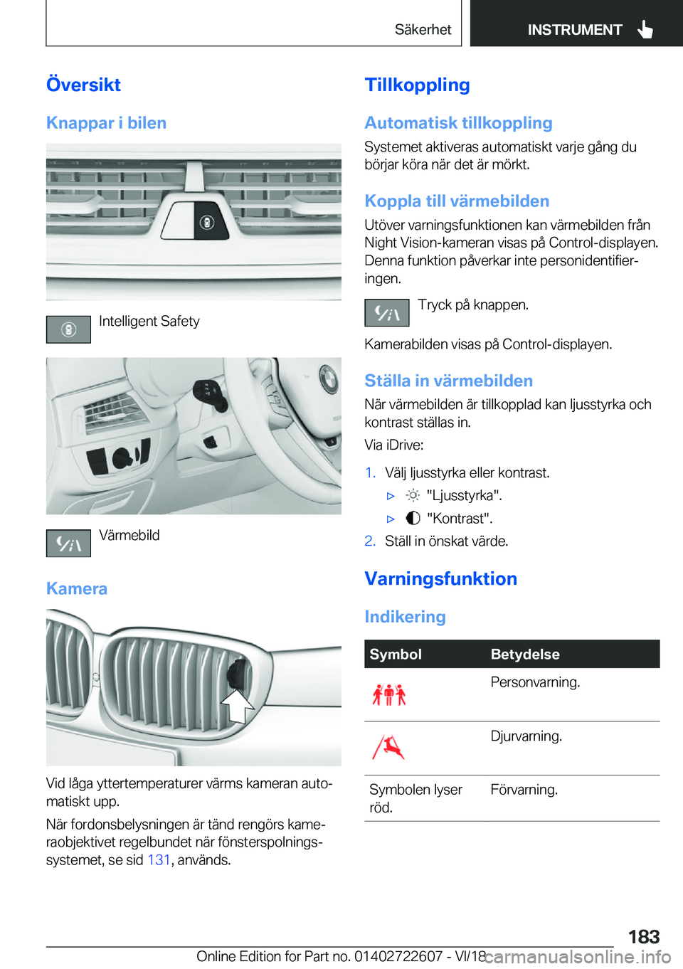BMW 5 SERIES 2019  InstruktionsbÖcker (in Swedish) �