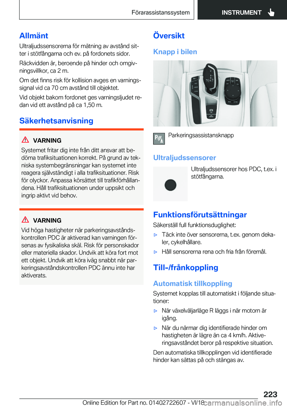BMW 5 SERIES 2019  InstruktionsbÖcker (in Swedish) �A�l�l�m�ä�n�t
�U�l�t�r�a�l�j�u�d�s�s�e�n�s�o�r�e�r�n�a��f�