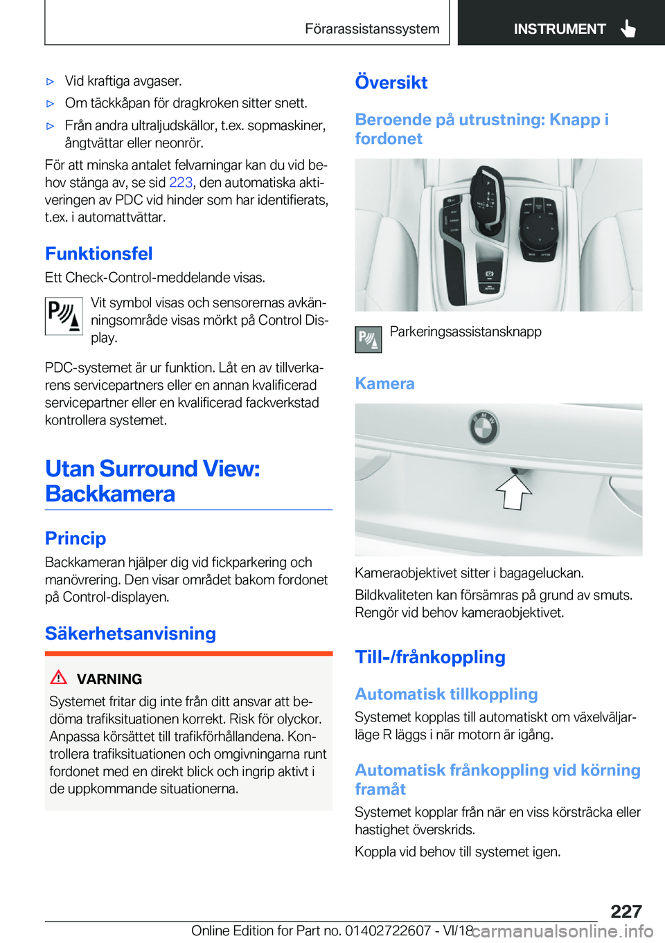 BMW 5 SERIES 2019  InstruktionsbÖcker (in Swedish) x�V�i�d��k�r�a�f�t�i�g�a��a�v�g�a�s�e�r�.x�O�m��t�ä�c�k�k�å�p�a�n��f�