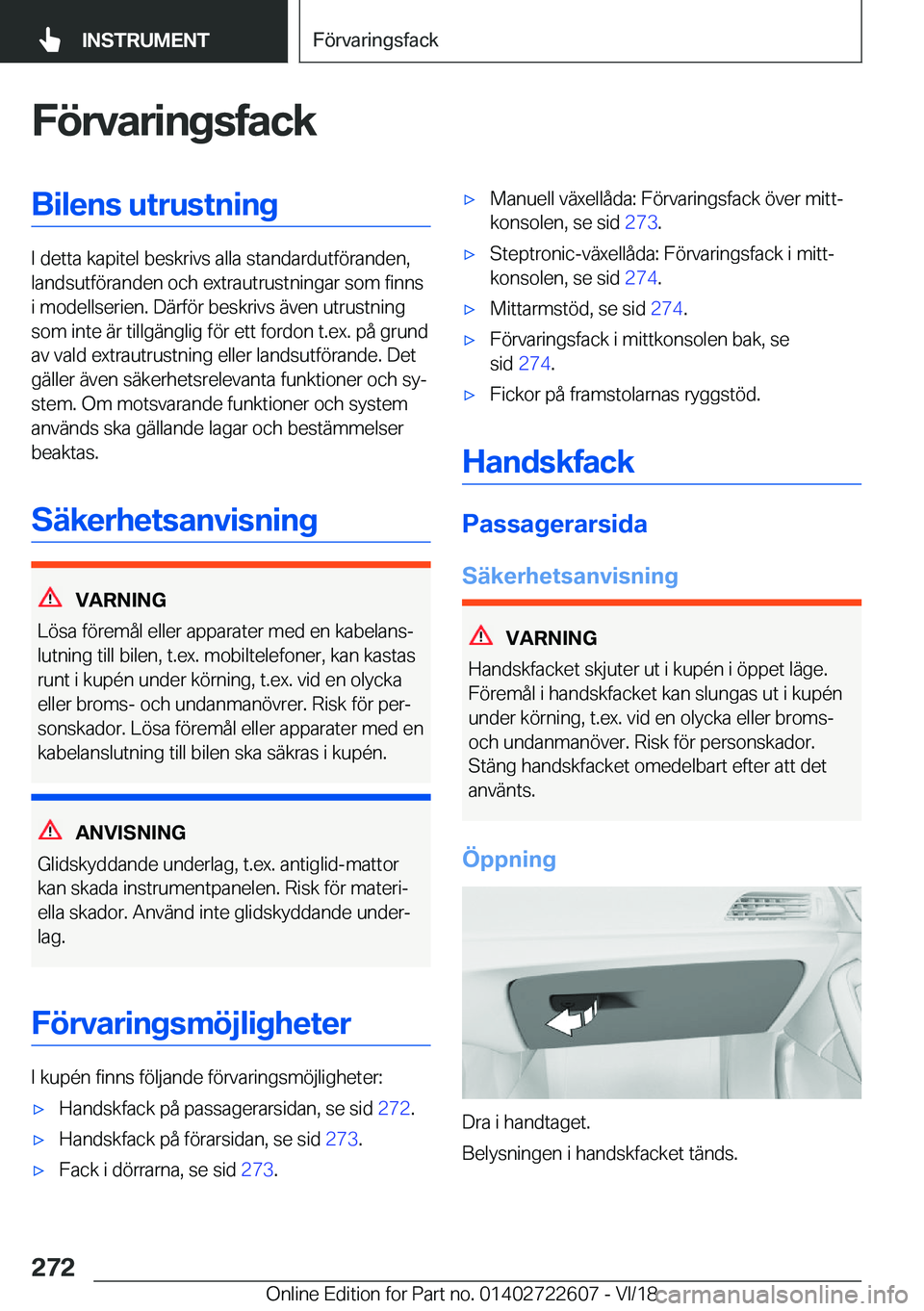BMW 5 SERIES 2019  InstruktionsbÖcker (in Swedish) �F�