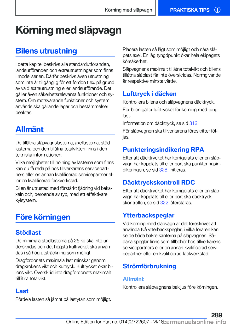 BMW 5 SERIES 2019  InstruktionsbÖcker (in Swedish) �K�
