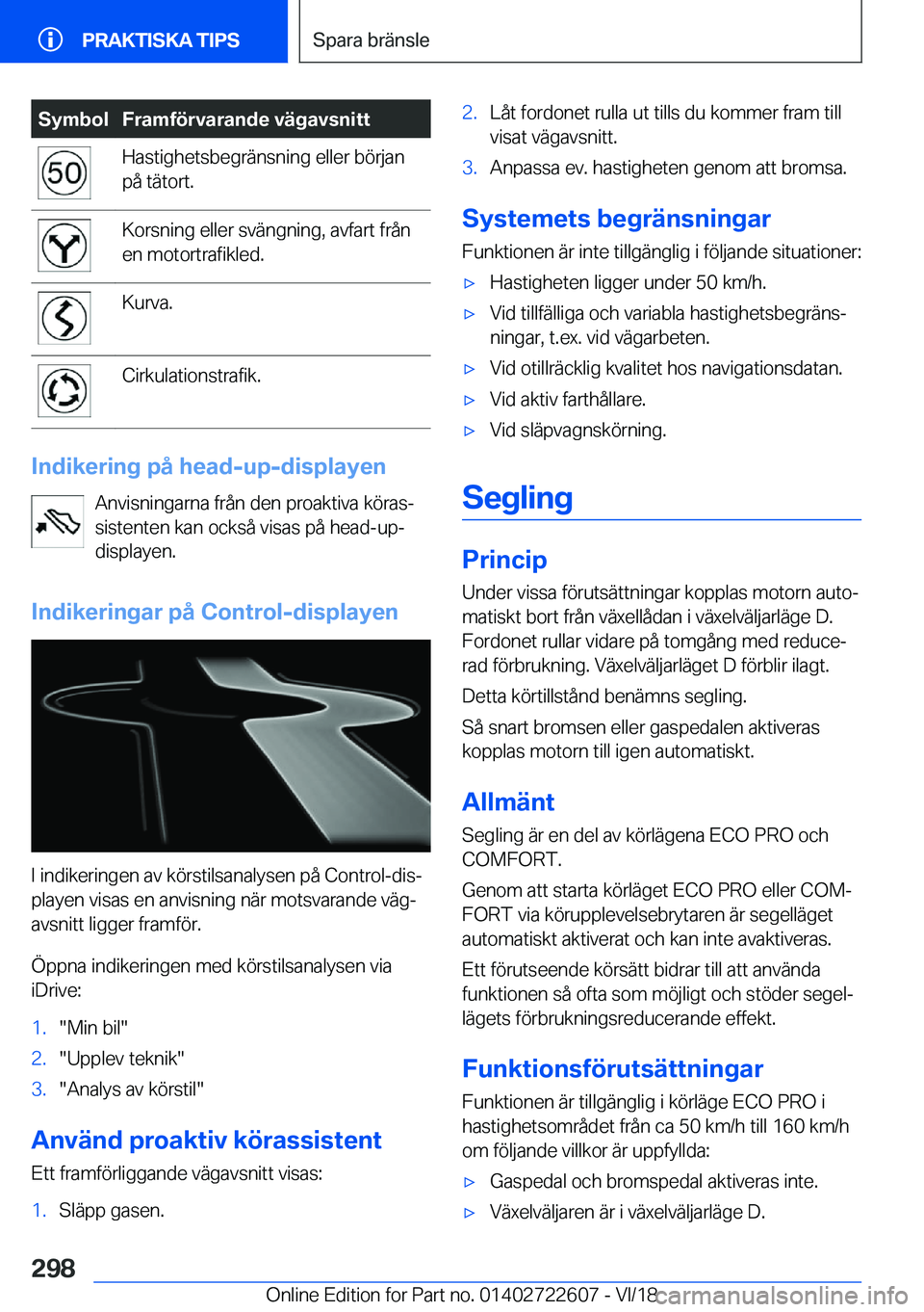 BMW 5 SERIES 2019  InstruktionsbÖcker (in Swedish) �S�y�m�b�o�l�F�r�a�m�f�