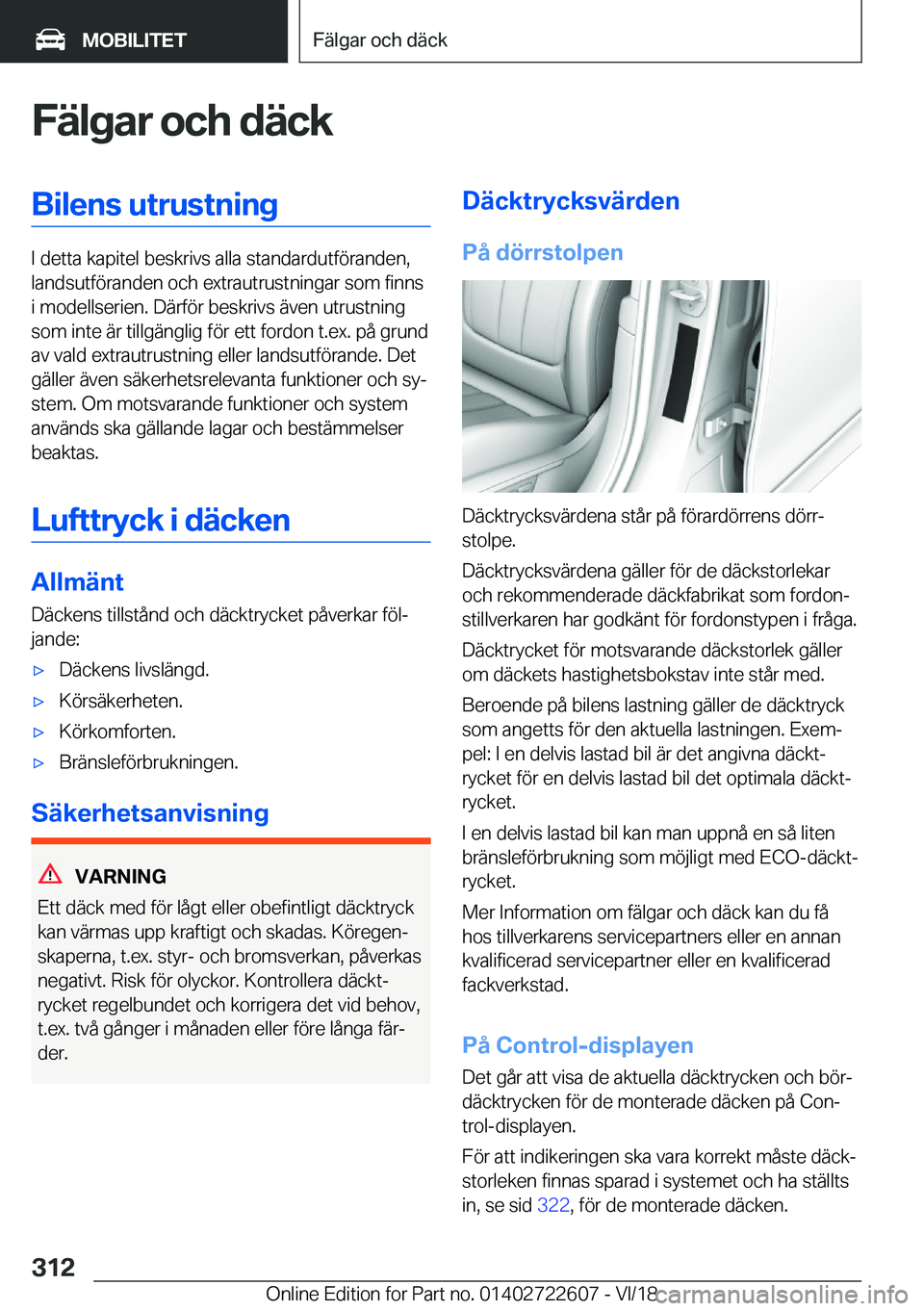 BMW 5 SERIES 2019  InstruktionsbÖcker (in Swedish) �F�ä�l�g�a�r��o�c�h��d�ä�c�k�B�i�l�e�n�s��u�t�r�u�s�t�n�i�n�g
�I��d�e�t�t�a��k�a�p�i�t�e�l��b�e�s�k�r�i�v�s��a�l�l�a��s�t�a�n�d�a�r�d�u�t�f�