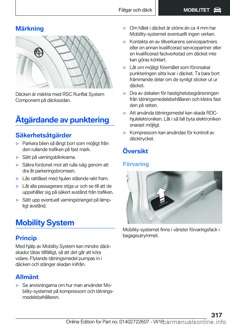 BMW 5 SERIES 2019  InstruktionsbÖcker (in Swedish) �M�ä�r�k�n�i�n�g
�D�ä�c�k�e�n��ä�r��m�ä�r�k�t�a��m�e�d��R�S�C��R�u�n�f�l�a�t��S�y�s�t�e�m
�C�o�m�p�o�n�e�n�t��p�å��d�ä�c�k�s�s�i�d�a�n�.
�Å�t�g�ä�r�d�a�n�d�e��a�v��p�u�n�k�t�e�r�i�n�