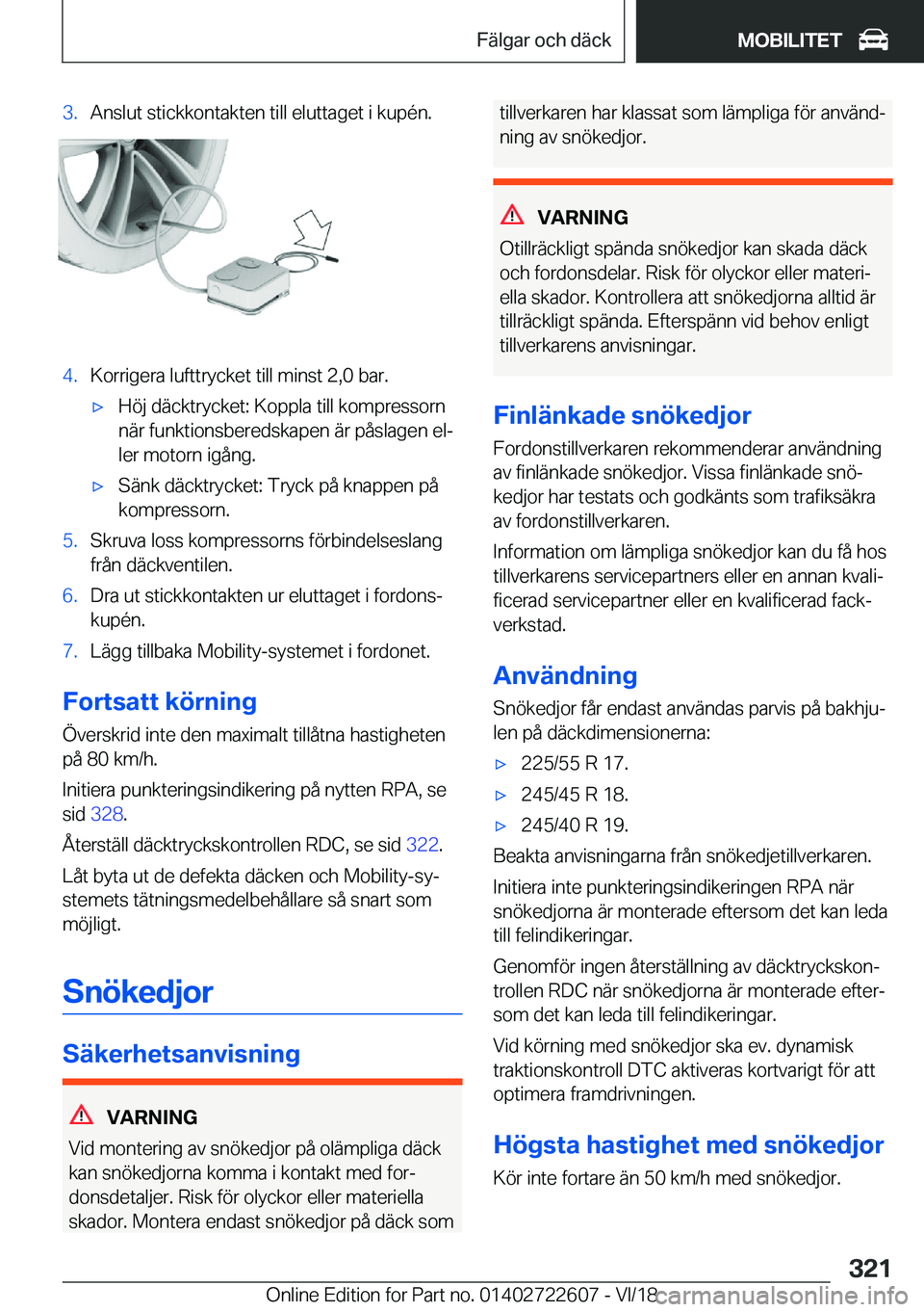 BMW 5 SERIES 2019  InstruktionsbÖcker (in Swedish) �3�.�A�n�s�l�u�t��s�t�i�c�k�k�o�n�t�a�k�t�e�n��t�i�l�l��e�l�u�t�t�a�g�e�t��i��k�u�p�