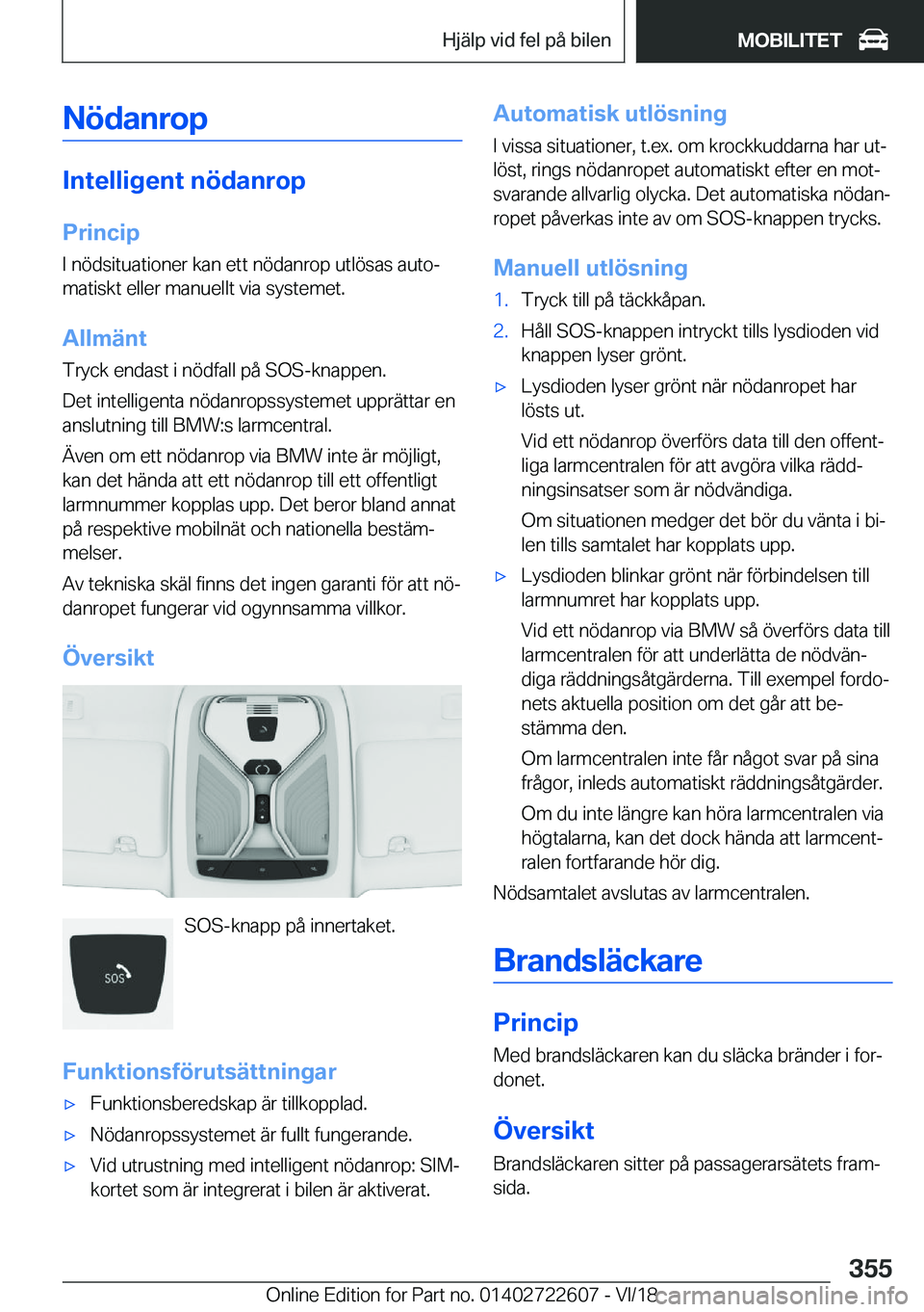 BMW 5 SERIES 2019  InstruktionsbÖcker (in Swedish) �N�
