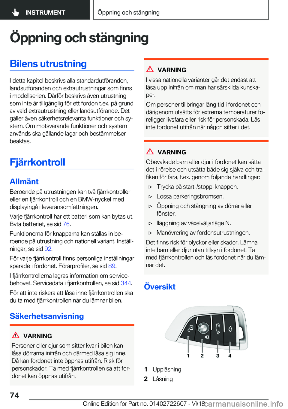 BMW 5 SERIES 2019  InstruktionsbÖcker (in Swedish) �