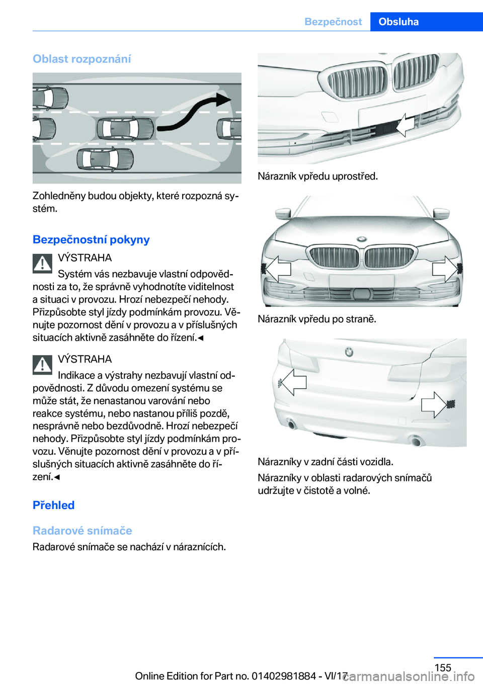 BMW 5 SERIES 2018  Návod na použití (in Czech) �O�b�l�a�s�t��r�o�z�p�o�z�n�