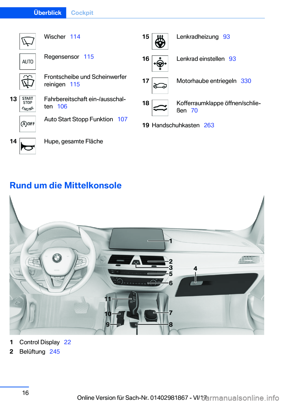 BMW 5 SERIES 2018  Betriebsanleitungen (in German) �W�i�s�c�h�e�r\_�1�1�4�R�e�g�e�n�s�e�n�s�o�r\_ �1�1�5�F�r�o�n�t�s�c�h�e�i�b�e� �u�n�d� �S�c�h�e�i�n�w�e�r�f�e�r
�r�e�i�n�i�g�e�n\_ �1�1�5�1�3�F�a�h�r�b�e�r�e�i�t�s�c�h�a�f�t� �e�i�n�-�/�a�u�s�s�