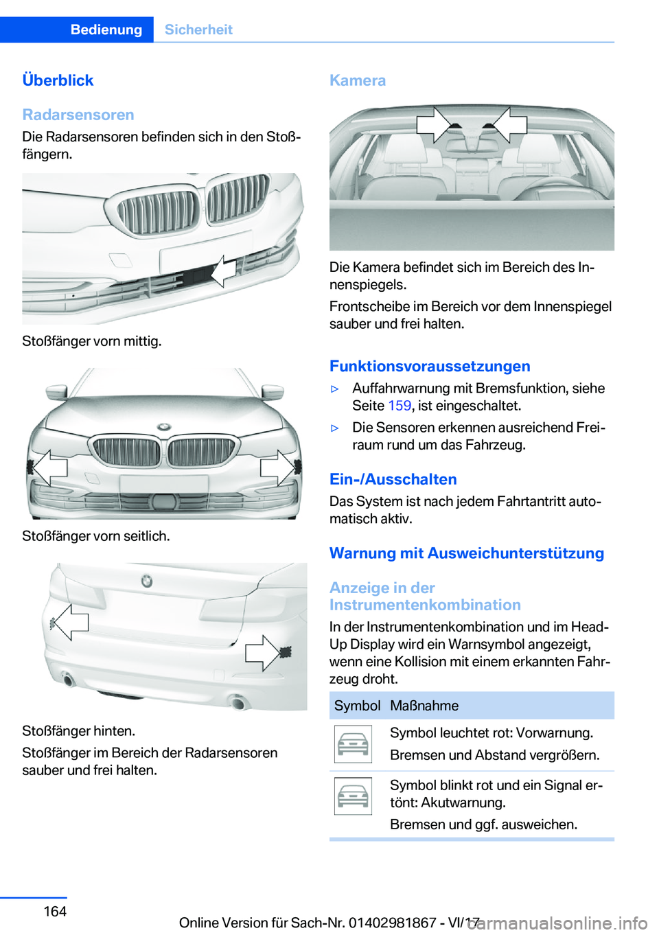 BMW 5 SERIES 2018  Betriebsanleitungen (in German) �