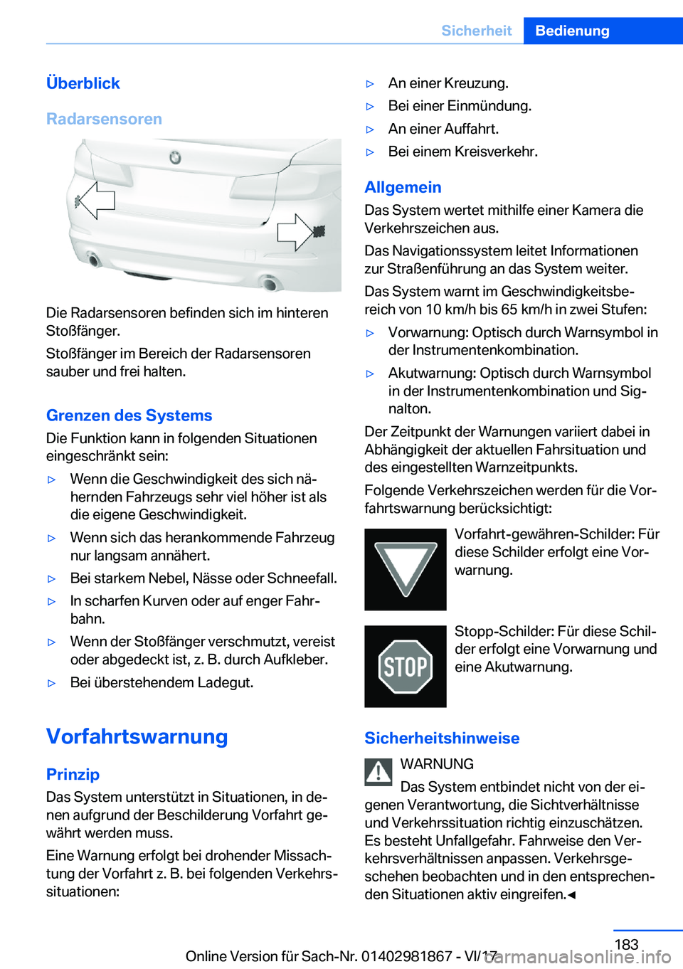 BMW 5 SERIES 2018  Betriebsanleitungen (in German) �