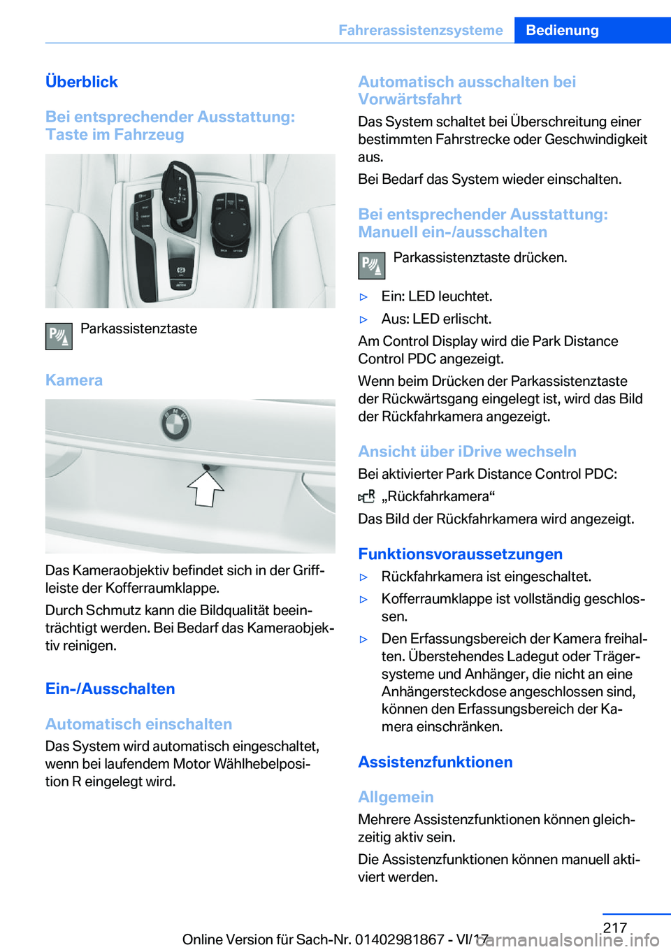 BMW 5 SERIES 2018  Betriebsanleitungen (in German) �