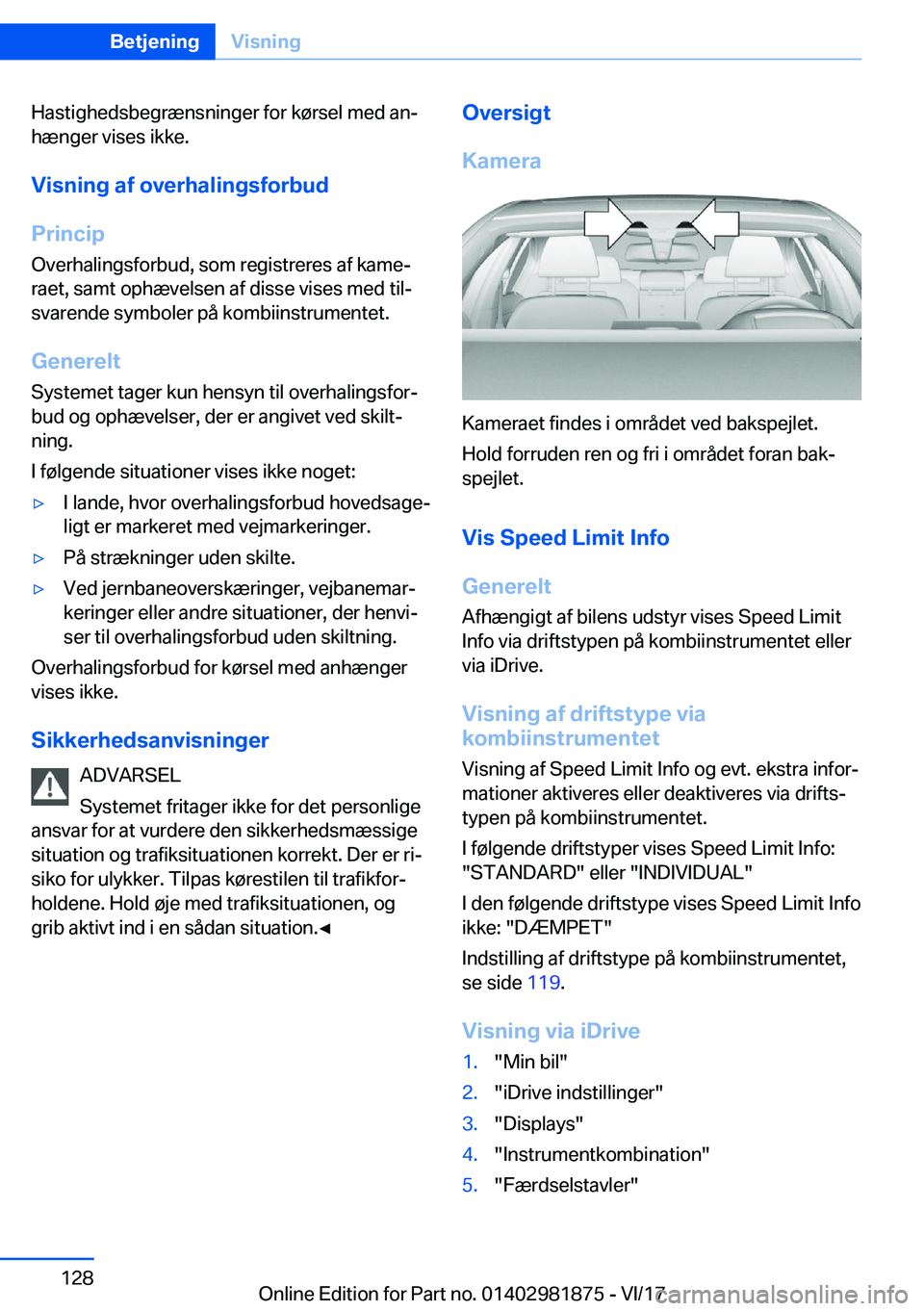 BMW 5 SERIES 2018  InstruktionsbØger (in Danish) �H�a�s�t�i�g�h�e�d�s�b�e�g�r�æ�n�s�n�i�n�g�e�r� �f�o�r� �k�