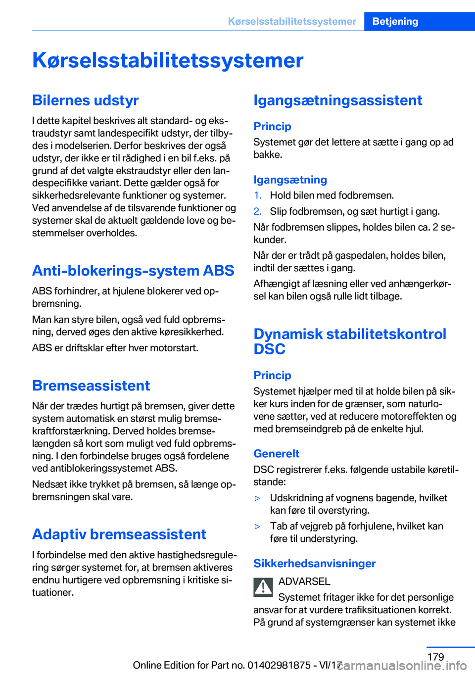 BMW 5 SERIES 2018  InstruktionsbØger (in Danish) �K�