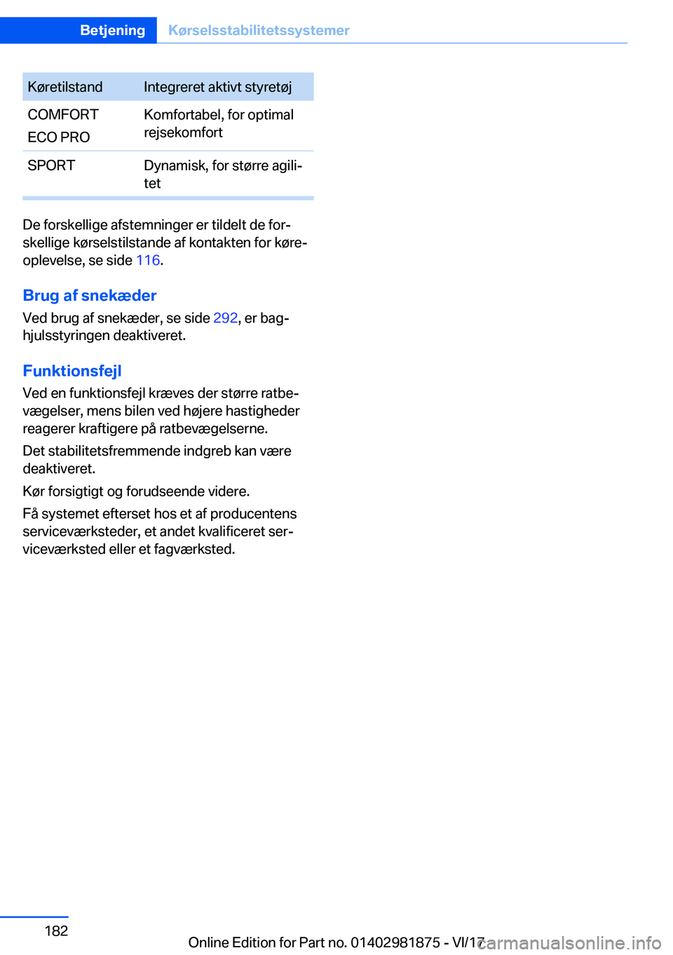 BMW 5 SERIES 2018  InstruktionsbØger (in Danish) �K�