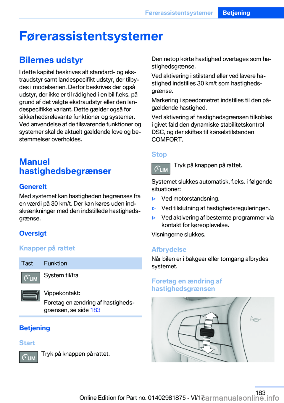 BMW 5 SERIES 2018  InstruktionsbØger (in Danish) �F�