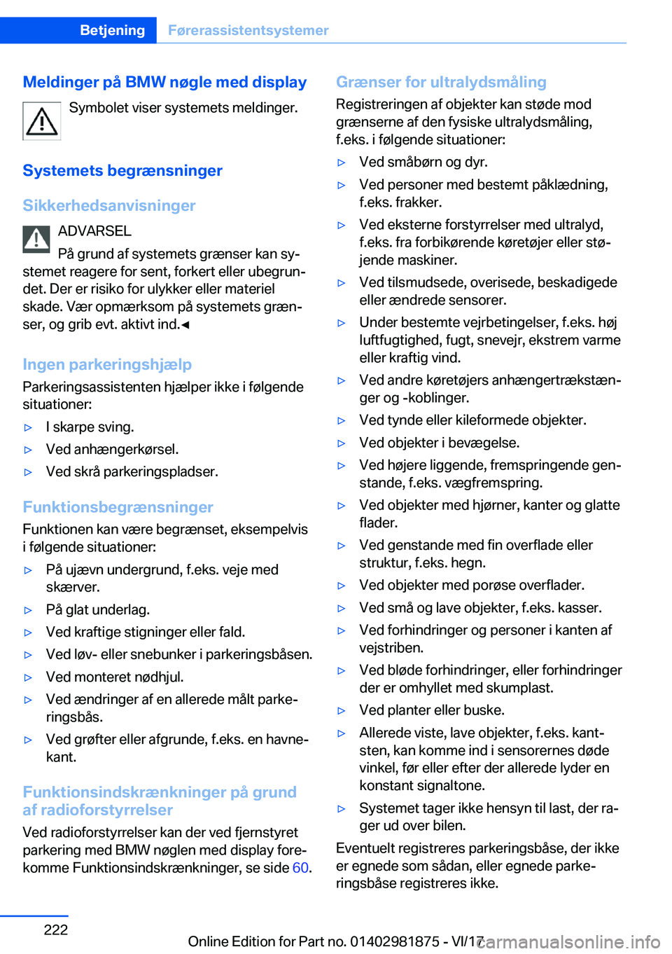 BMW 5 SERIES 2018  InstruktionsbØger (in Danish) �M�e�l�d�i�n�g�e�r��p�å��B�M�W��n�