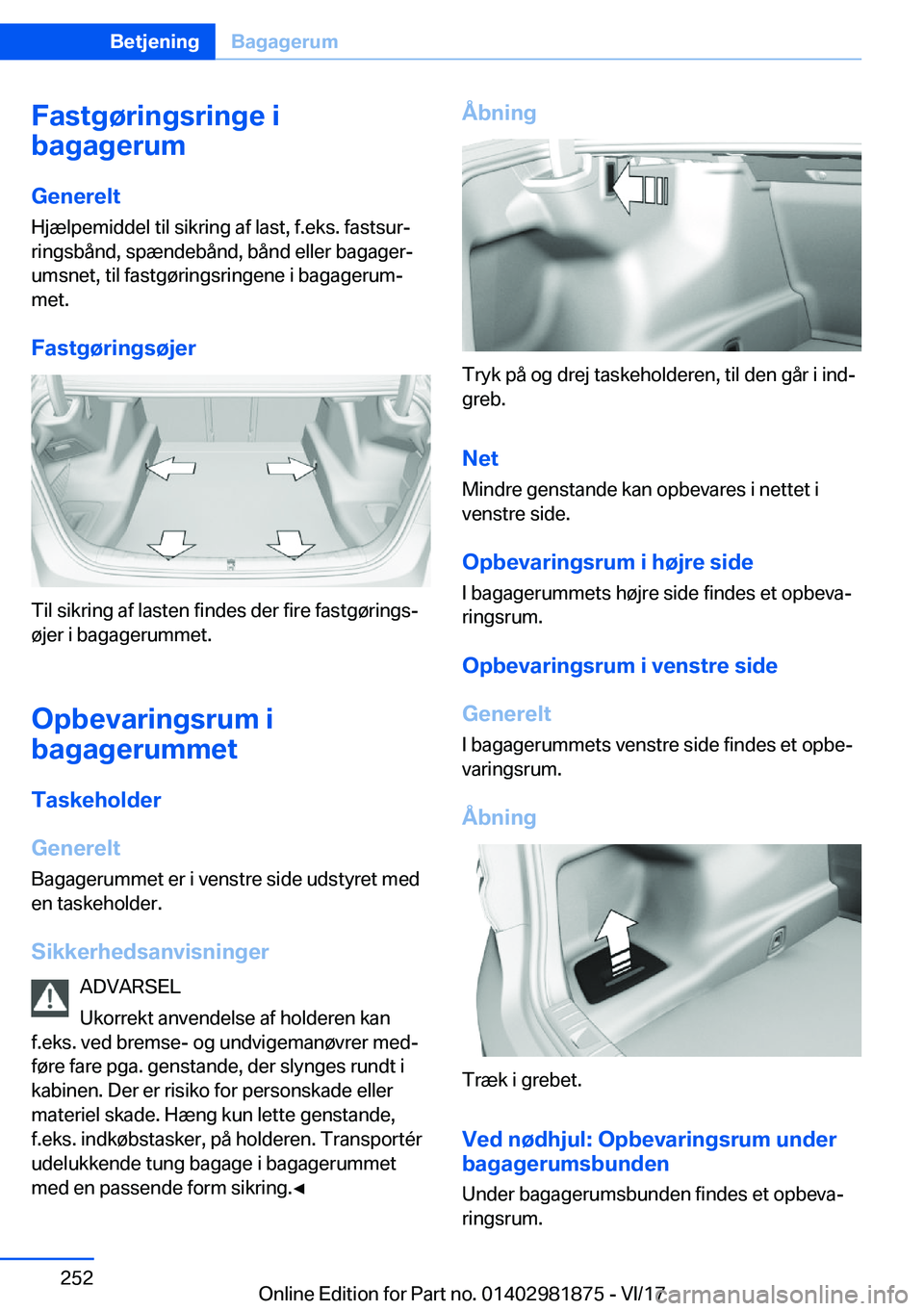 BMW 5 SERIES 2018  InstruktionsbØger (in Danish) �F�a�s�t�g�