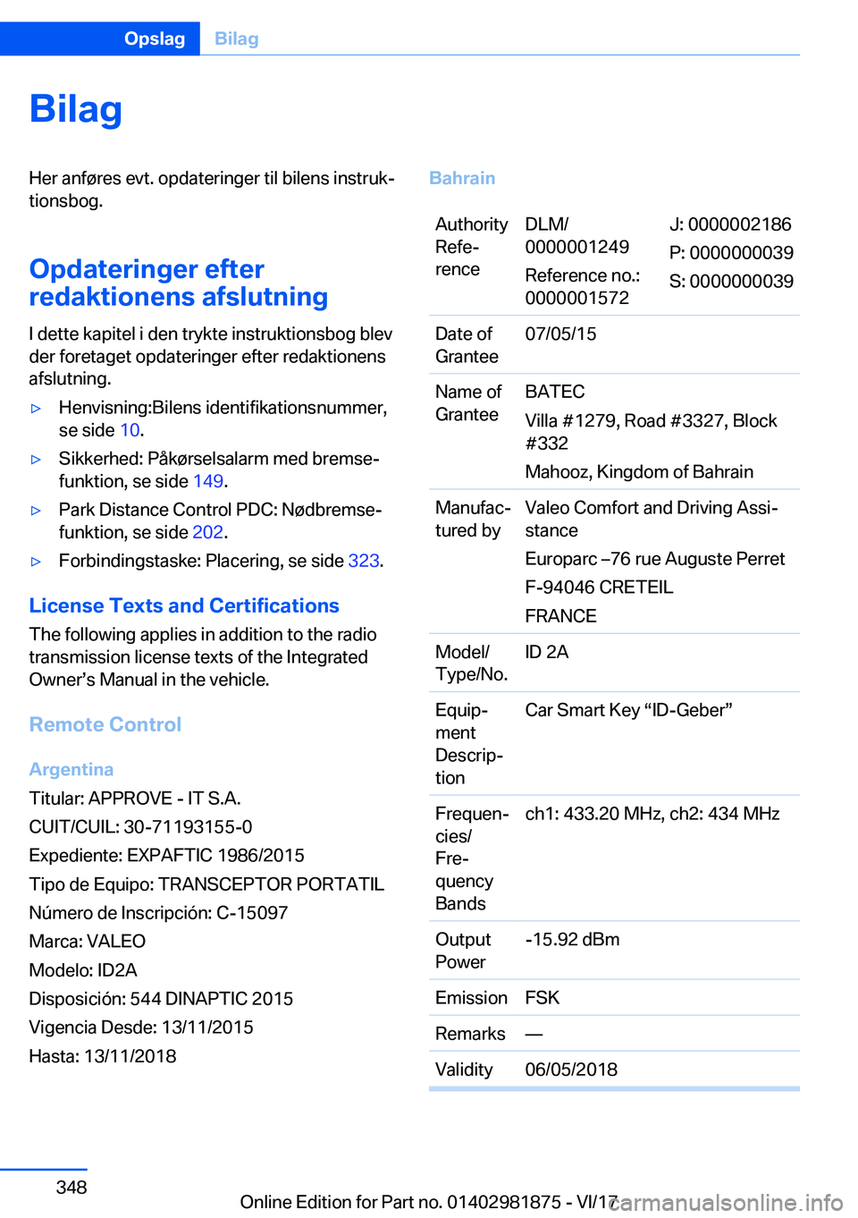 BMW 5 SERIES 2018  InstruktionsbØger (in Danish) �B�i�l�a�g�H�e�r� �a�n�f�