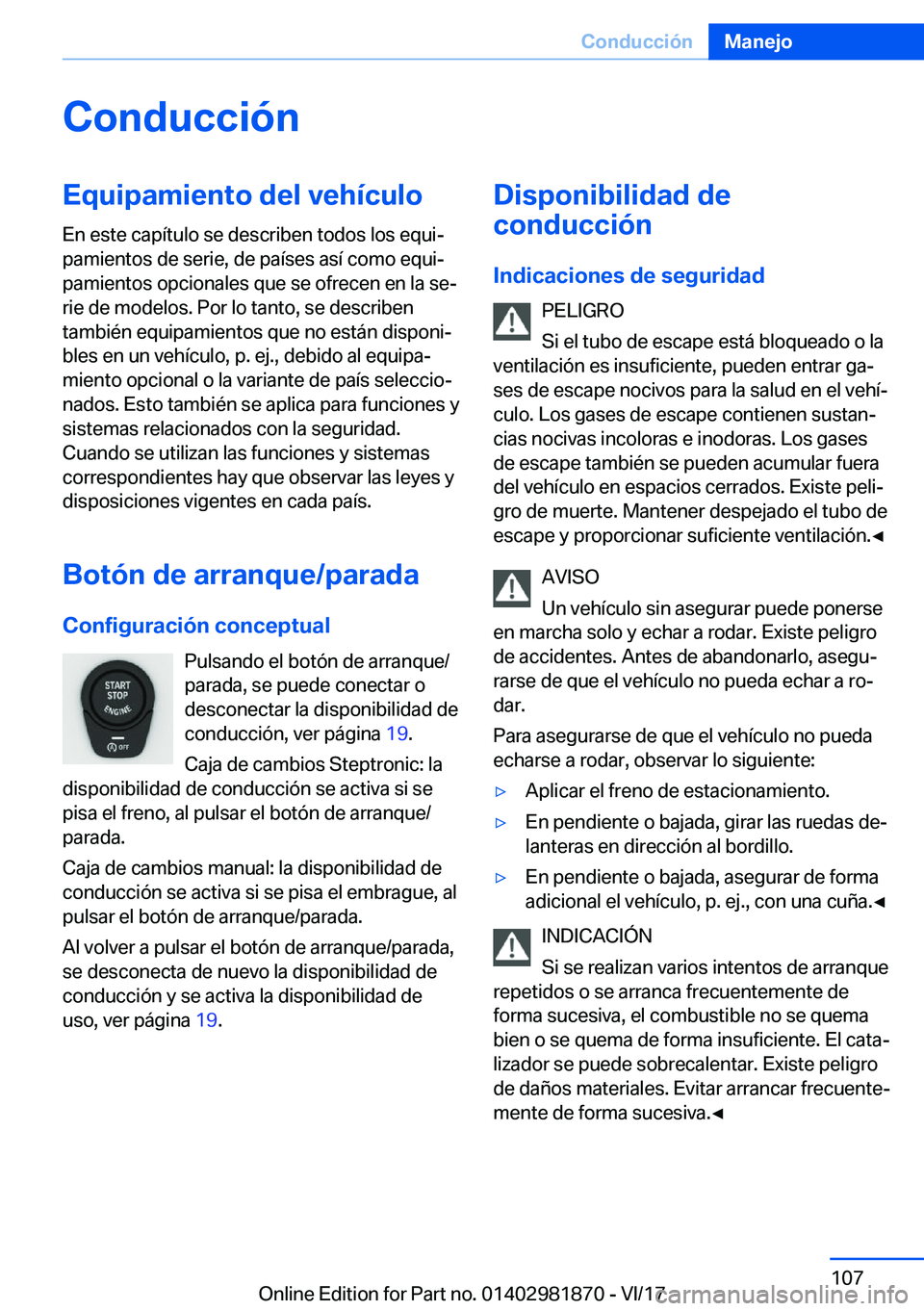 BMW 5 SERIES 2018  Manuales de Empleo (in Spanish) �C�o�n�d�u�c�c�i�