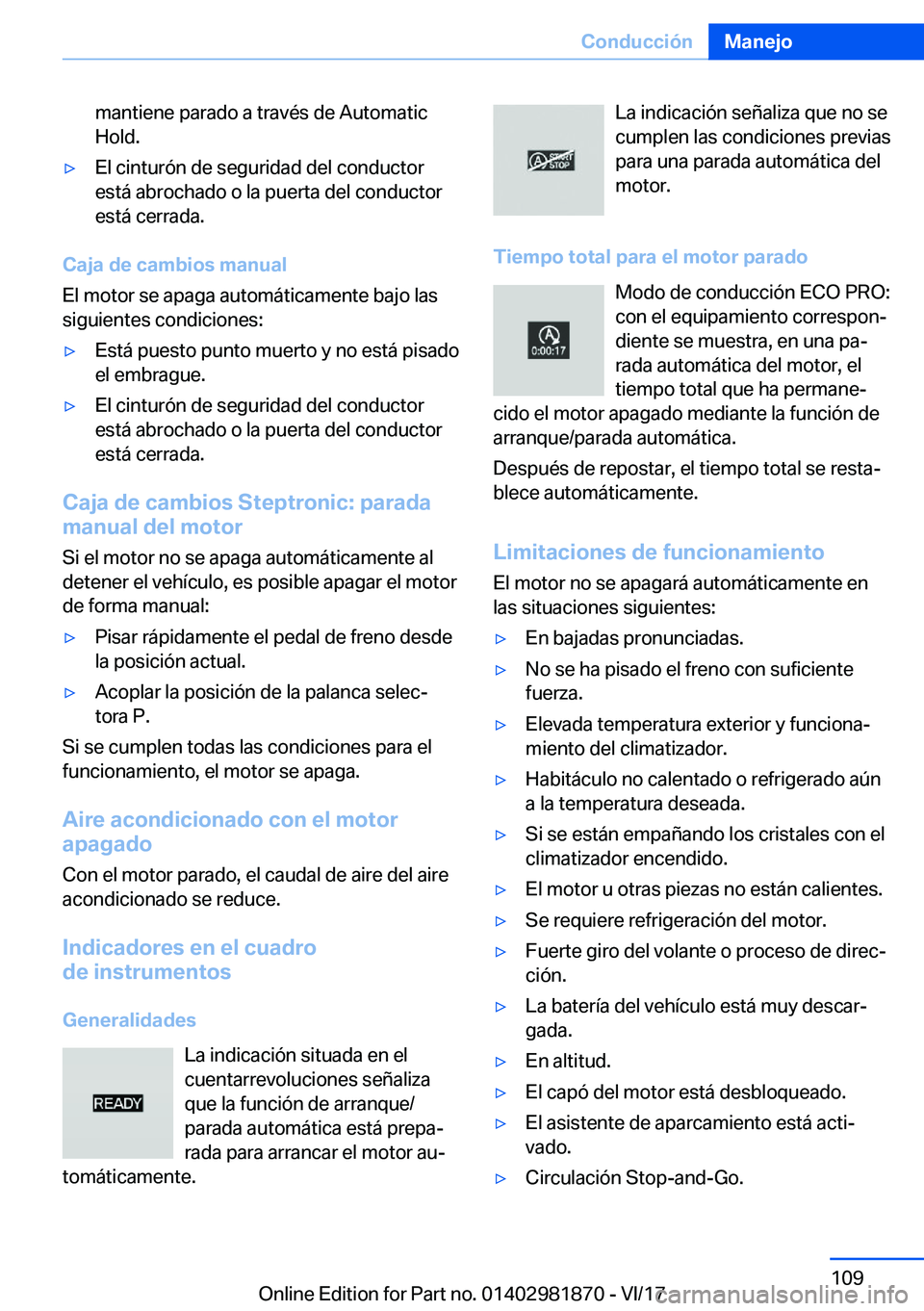 BMW 5 SERIES 2018  Manuales de Empleo (in Spanish) �m�a�n�t�i�e�n�e� �p�a�r�a�d�o� �a� �t�r�a�v�é�s� �d�e� �A�u�t�o�m�a�t�i�c
�H�o�l�d�.'y�E�l� �c�i�n�t�u�r�
