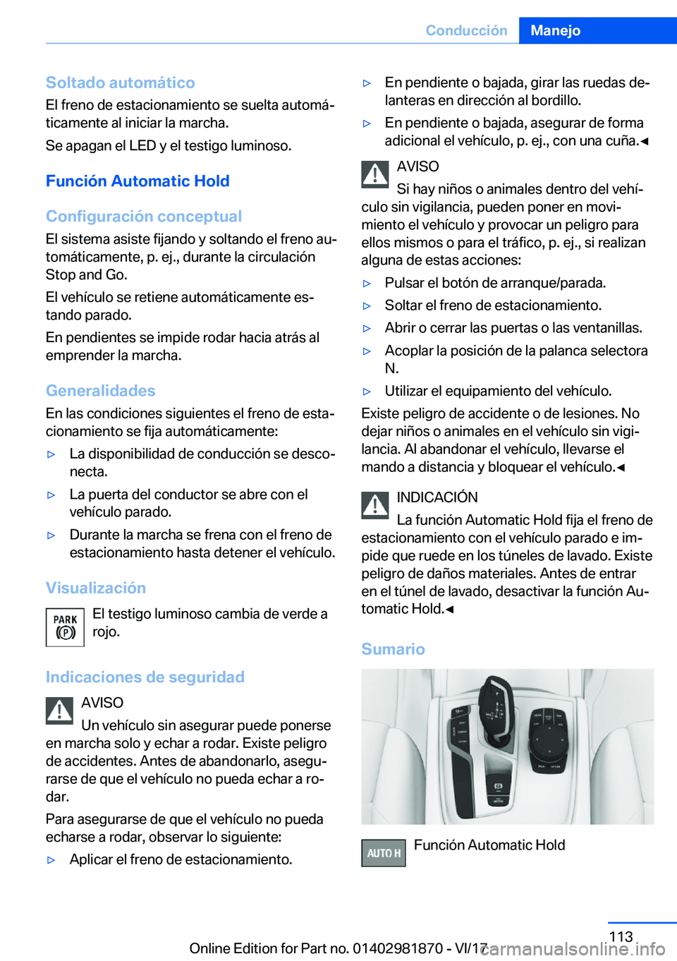 BMW 5 SERIES 2018  Manuales de Empleo (in Spanish) �S�o�l�t�a�d�o��a�u�t�o�m�