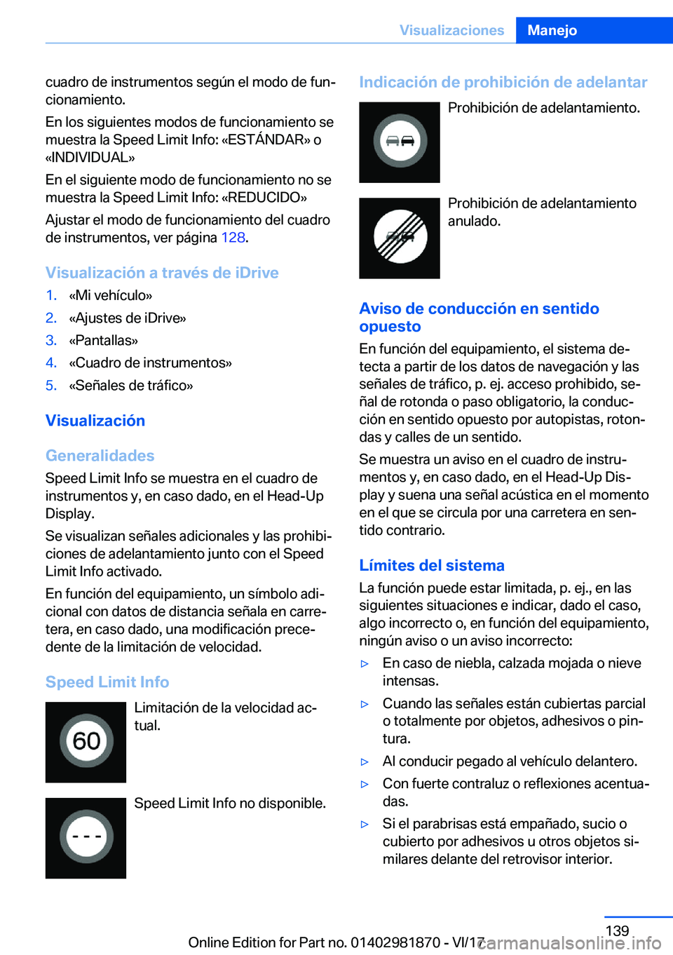BMW 5 SERIES 2018  Manuales de Empleo (in Spanish) �c�u�a�d�r�o� �d�e� �i�n�s�t�r�u�m�e�n�t�o�s� �s�e�g�