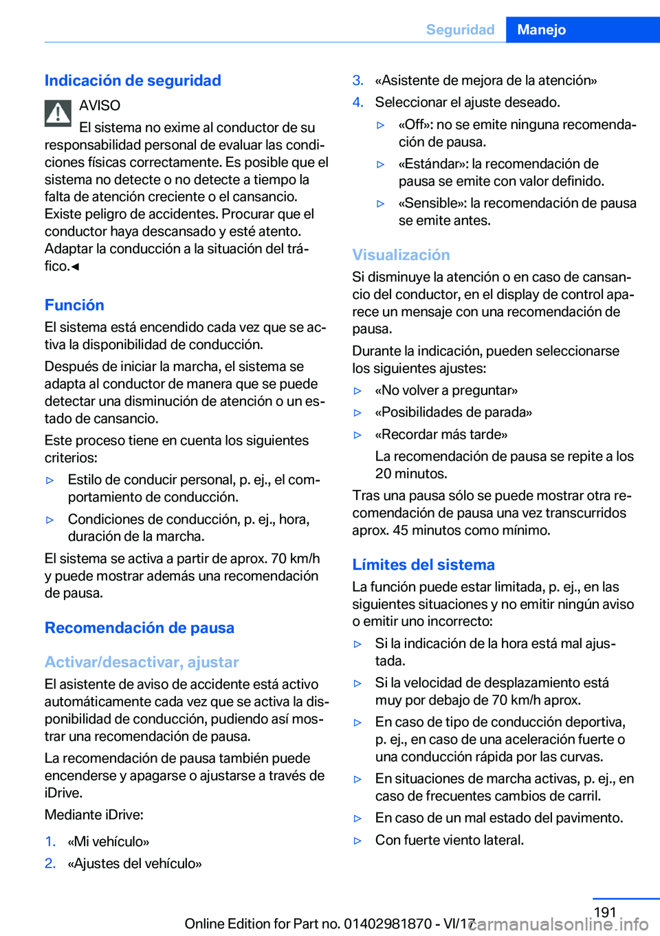 BMW 5 SERIES 2018  Manuales de Empleo (in Spanish) �I�n�d�i�c�a�c�i�