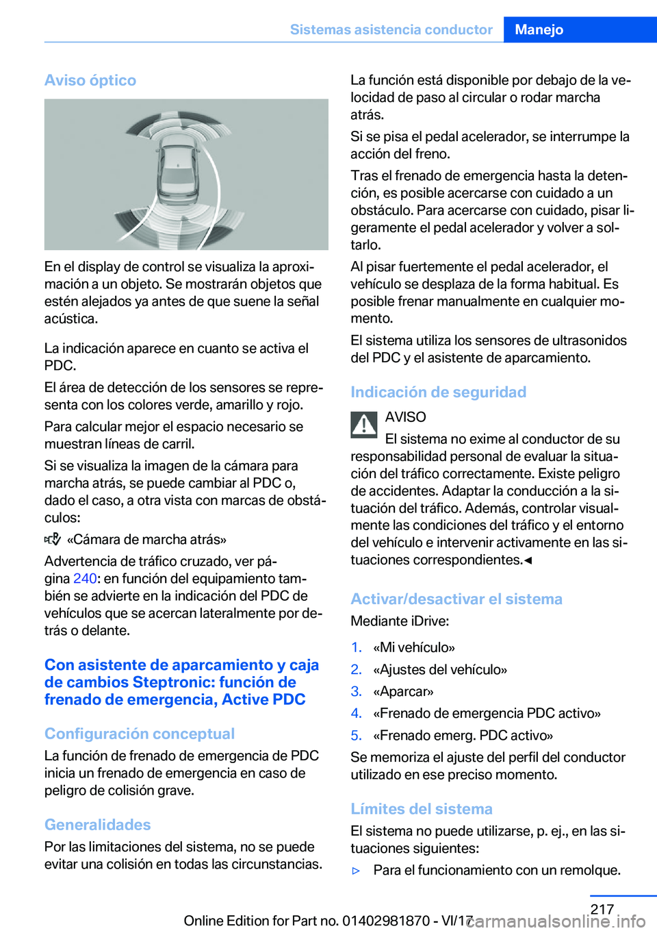 BMW 5 SERIES 2018  Manuales de Empleo (in Spanish) �A�v�i�s�o��
