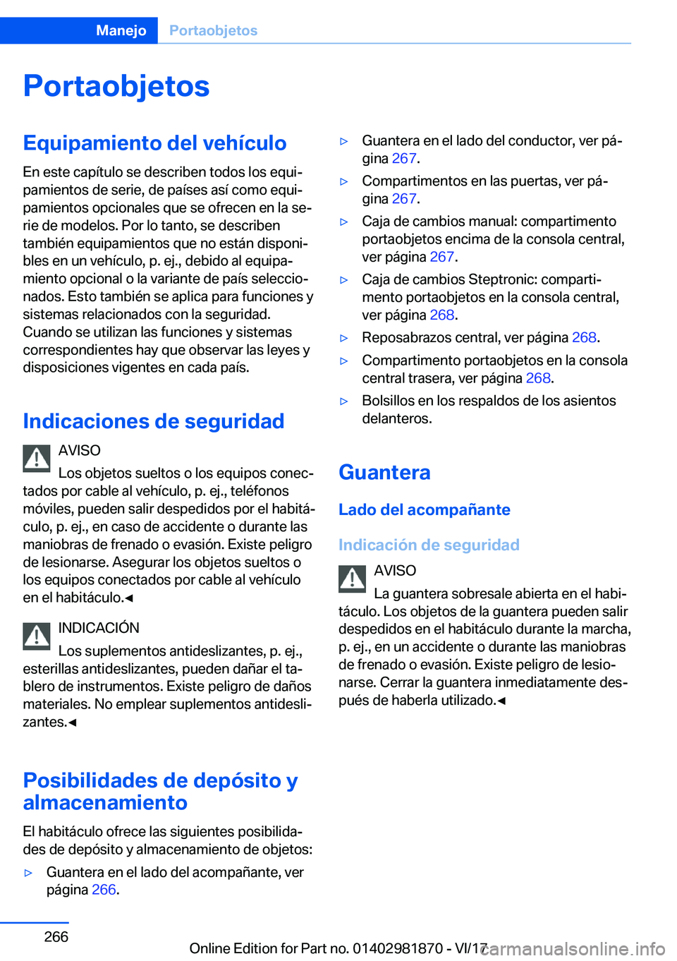BMW 5 SERIES 2018  Manuales de Empleo (in Spanish) �P�o�r�t�a�o�b�j�e�t�o�s�E�q�u�i�p�a�m�i�e�n�t�o��d�e�l��v�e�h�