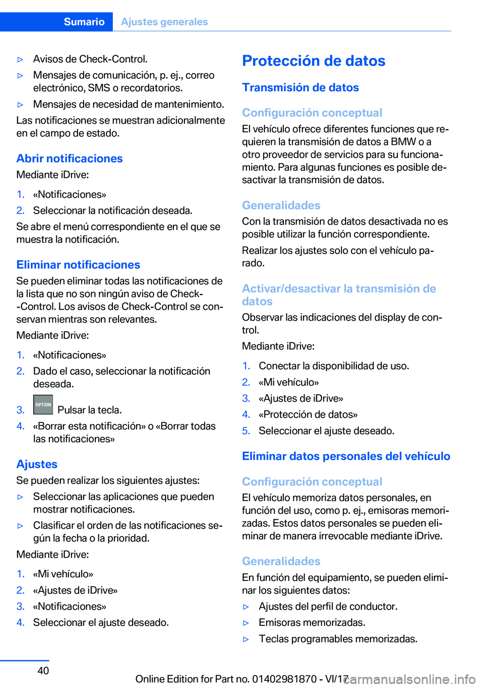 BMW 5 SERIES 2018  Manuales de Empleo (in Spanish) 'y�A�v�i�s�o�s� �d�e� �C�h�e�c�k�-�C�o�n�t�r�o�l�.'y�M�e�n�s�a�j�e�s� �d�e� �c�o�m�u�n�i�c�a�c�i�