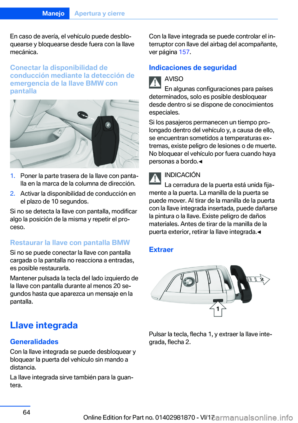 BMW 5 SERIES 2018  Manuales de Empleo (in Spanish) �E�n� �c�a�s�o� �d�e� �a�v�e�r�