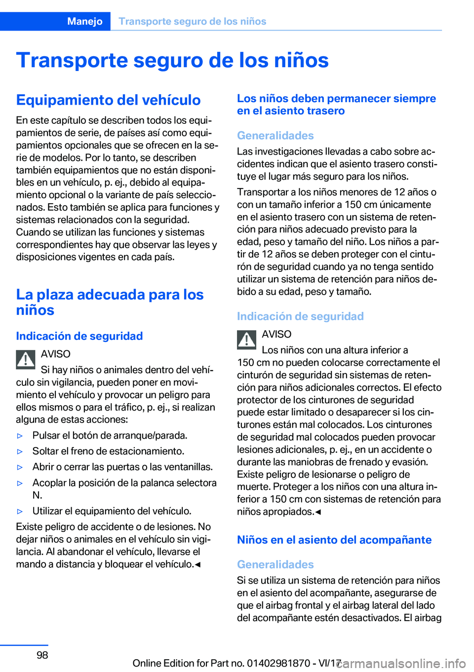BMW 5 SERIES 2018  Manuales de Empleo (in Spanish) �T�r�a�n�s�p�o�r�t�e��s�e�g�u�r�o��d�e��l�o�s��n�i�
