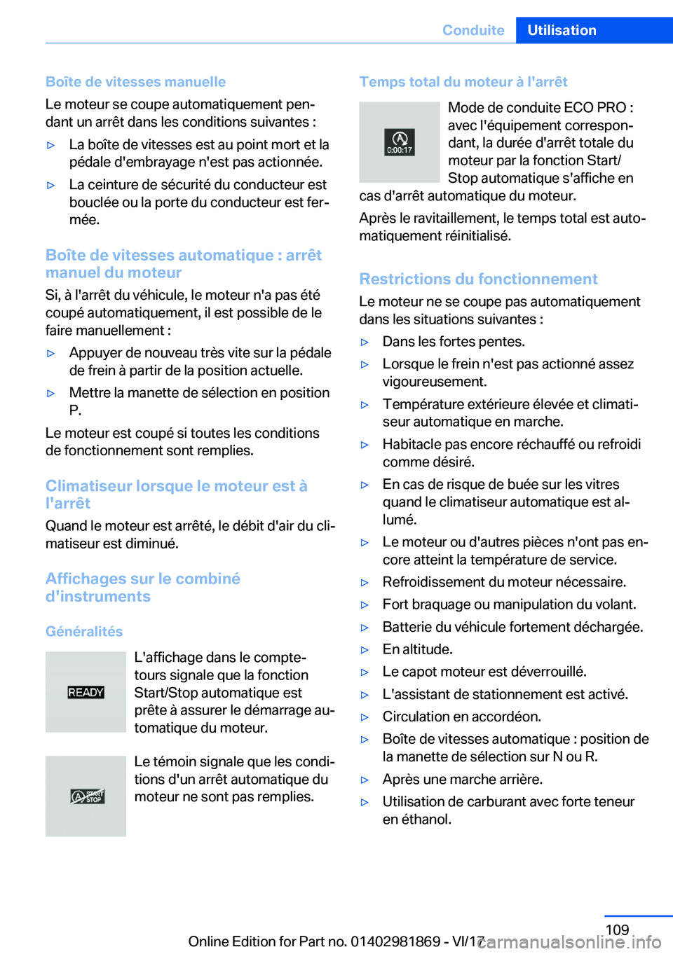 BMW 5 SERIES 2018  Notices Demploi (in French) �B�o�