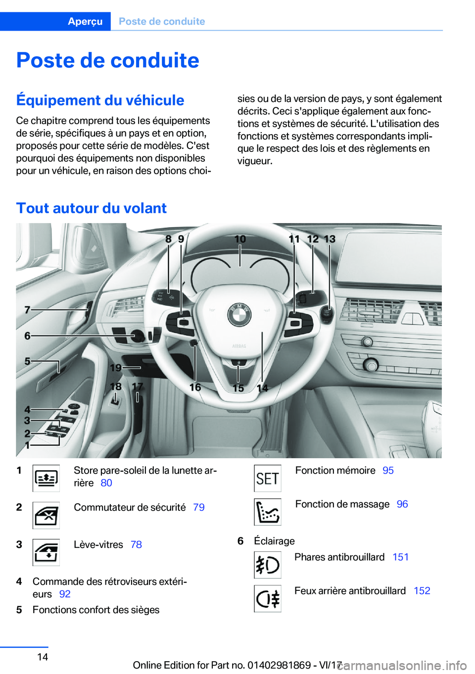 BMW 5 SERIES 2018  Notices Demploi (in French) �P�o�s�t�e��d�e��c�o�n�d�u�i�t�e�