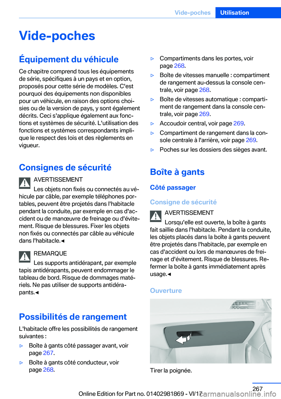 BMW 5 SERIES 2018  Notices Demploi (in French) �V�i�d�e�-�p�o�c�h�e�s�