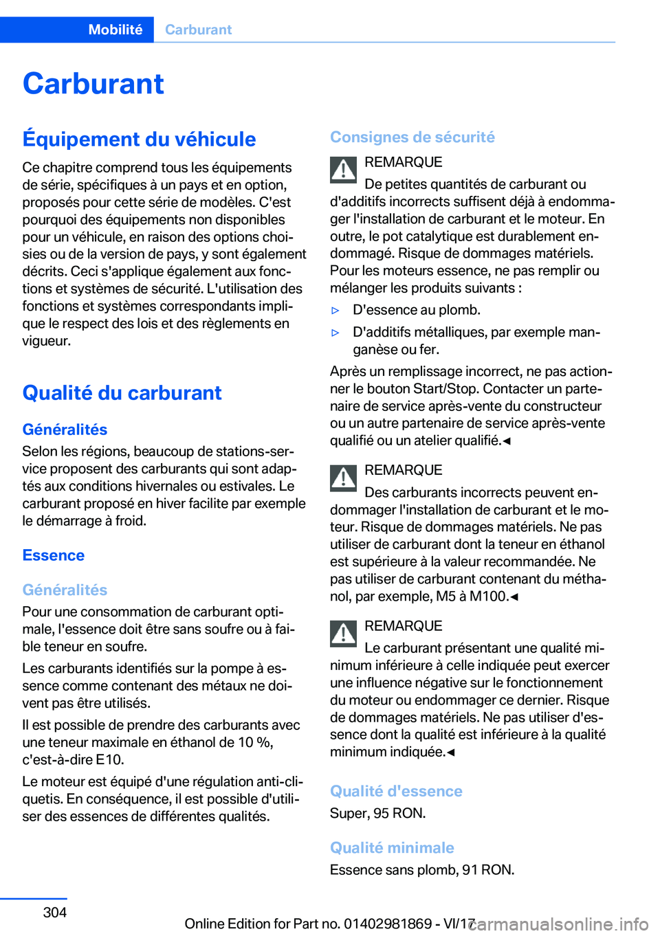 BMW 5 SERIES 2018  Notices Demploi (in French) �C�a�r�b�u�r�a�n�t�
