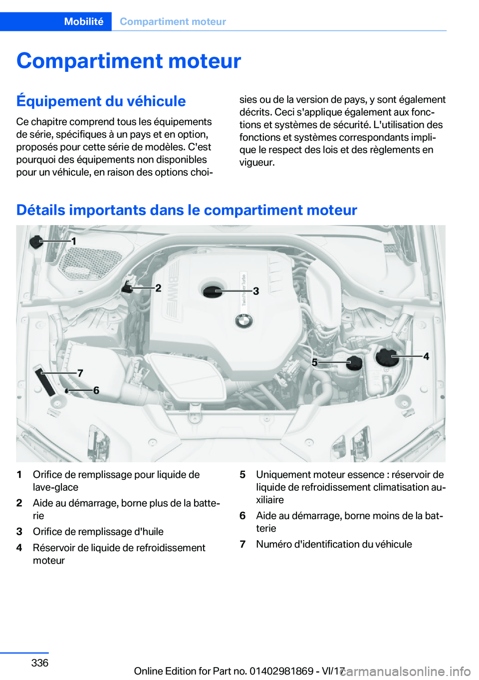 BMW 5 SERIES 2018  Notices Demploi (in French) �C�o�m�p�a�r�t�i�m�e�n�t��m�o�t�e�u�r�