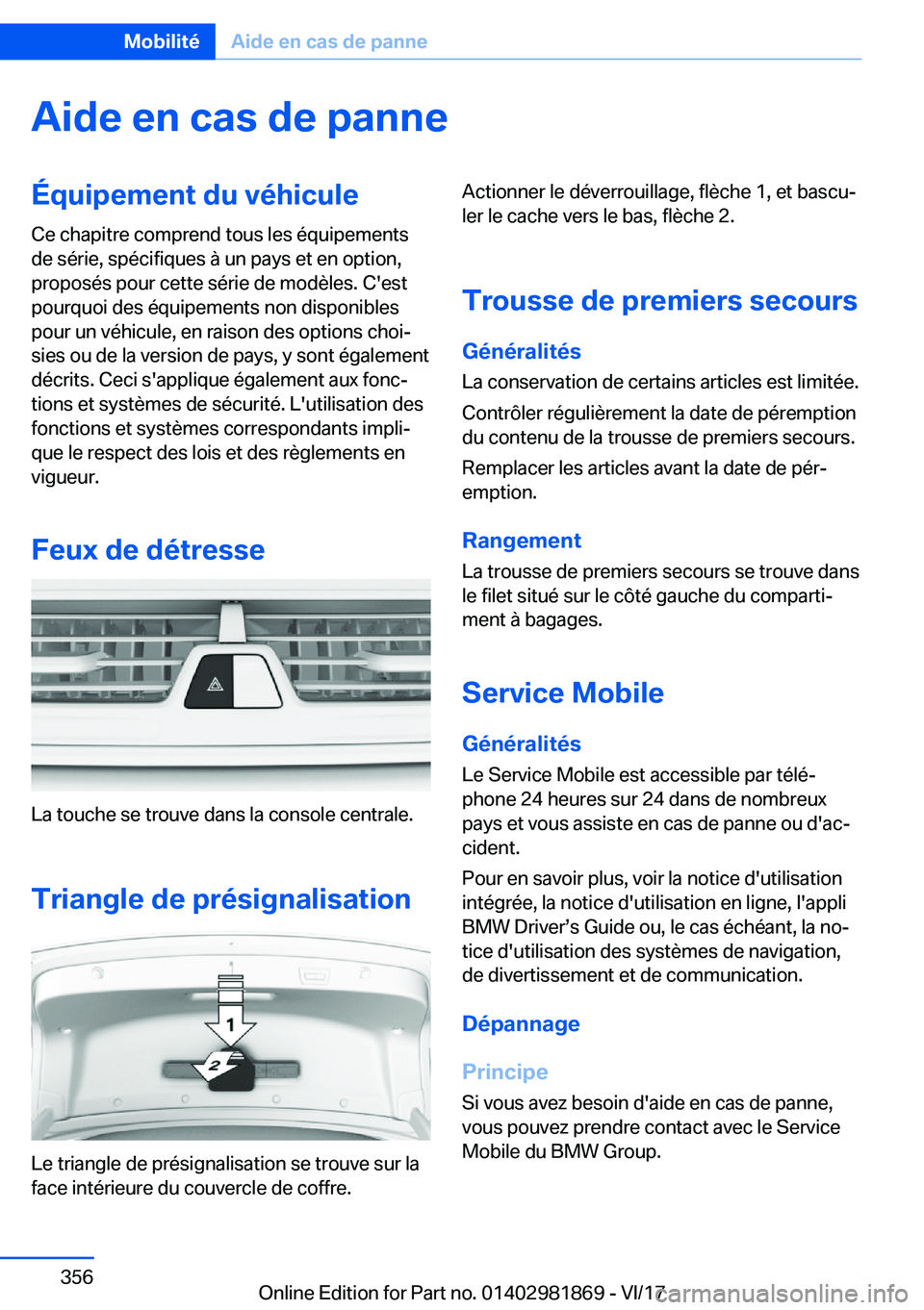 BMW 5 SERIES 2018  Notices Demploi (in French) �A�i�d�e��e�n��c�a�s��d�e��p�a�n�n�e�