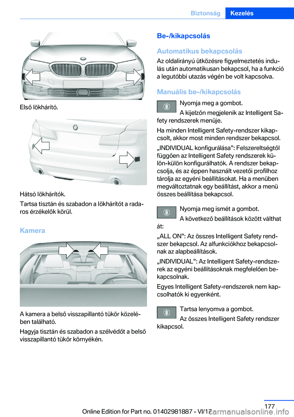 BMW 5 SERIES 2018  Kezelési útmutató (in Hungarian) �E�l�s�