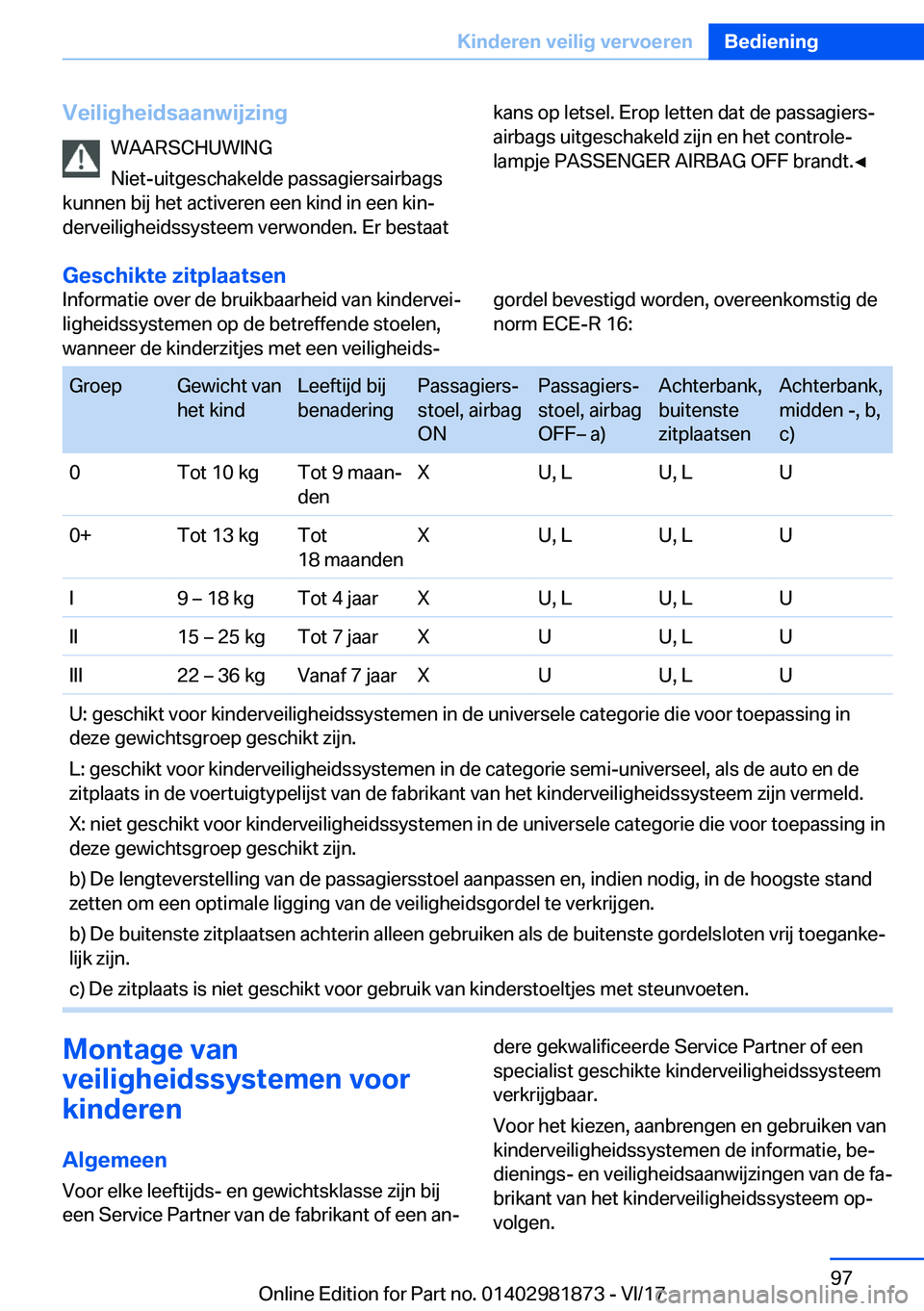 BMW 5 SERIES 2018  Instructieboekjes (in Dutch) �V�e�i�l�i�g�h�e�i�d�s�a�a�n�w�i�j�z�i�n�g�W�A�A�R�S�C�H�U�W�I�N�G
�N�i�e�t�-�u�i�t�g�e�s�c�h�a�k�e�l�d�e� �p�a�s�s�a�g�i�e�r�s�a�i�r�b�a�g�s
�k�u�n�n�e�n� �b�i�j� �h�e�t� �a�c�t�i�v�e�r�e�n� �e�e�n� 